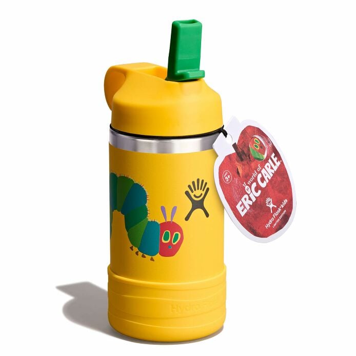 kids-12-oz-bottle-world-of-eric-carletm-v3 le26-w12-1000-kids-12-oz-wide-straw-cap-and-boot-yellow-caterpillar-angled-lid-open-withtag_1.jpg